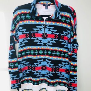 Chaps Sport Pullover Size Large Colorful 3/4 Zip
